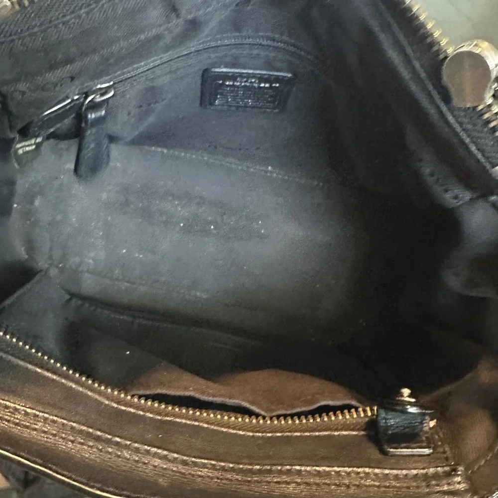 Coach Bandana Rivet Swagger 21 Black mini Leather Satchel Crossbody Bag Gunmetal - Picture 9 of 10